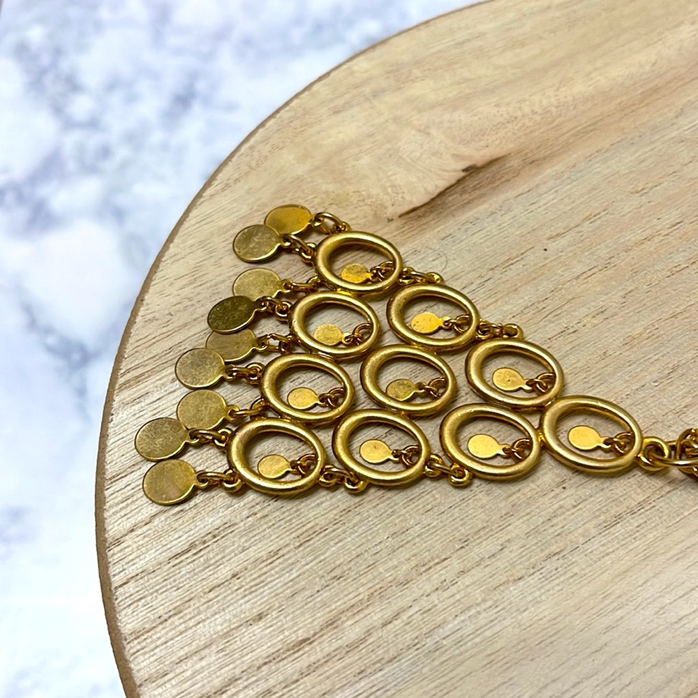 ✨Vintage gold plated triangular pendant, earrings with gold charms, thick chain - Picture 2 of 7